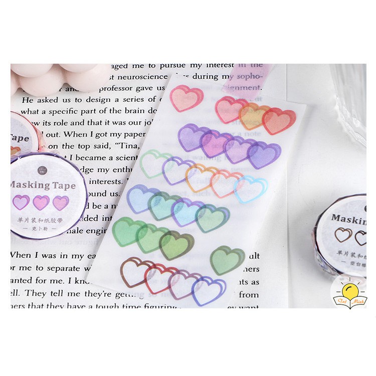 Cuộn 100 sticker trái tim dán trang trí thủ công, bullet journal, planner STI34