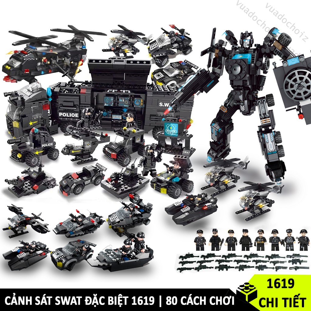 [1619 CHI TIẾT] ĐỒ CHƠI XẾP HÌNH LEGO CẢNH SÁT SWAT ĐẶC BIỆT, LEGO MÁY BAY TRỰC THĂNG