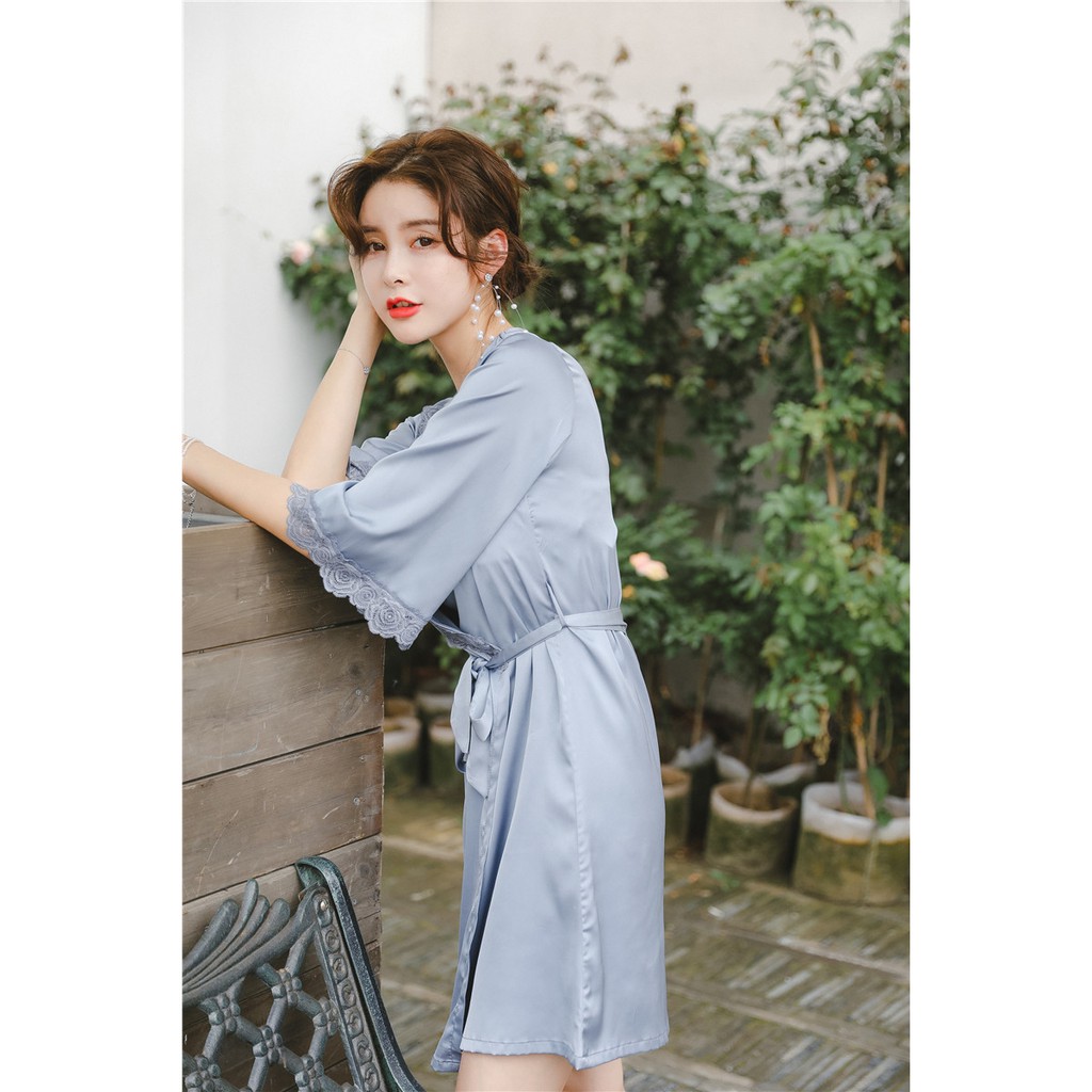 Pijama Lụa Cao Cấp (Áo choàng + Áo 2 dây ) X10 | BigBuy360 - bigbuy360.vn