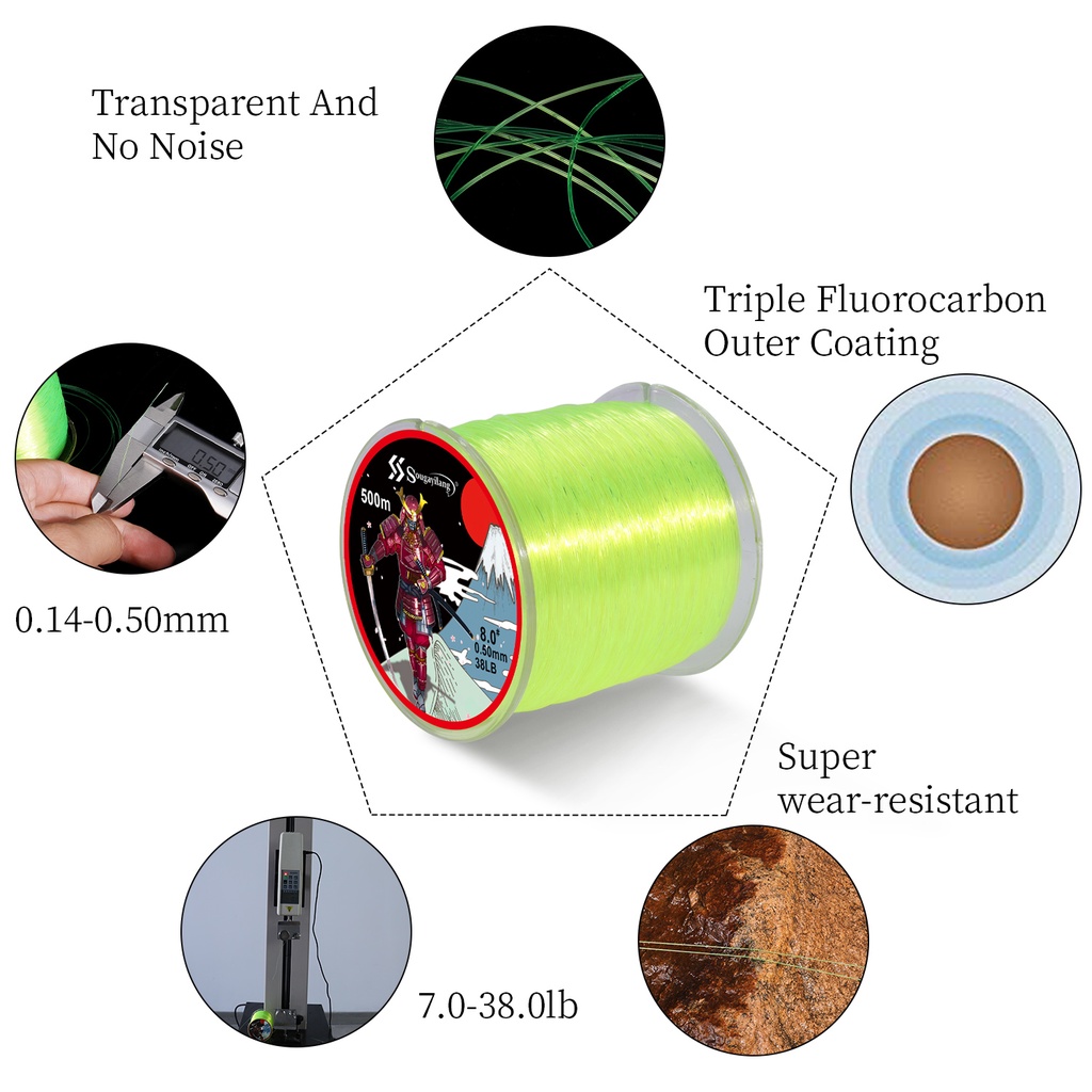 SOUGAYILANG Cuộn Dây Câu Cá Nylon 7-38LB 500m Siêu Bền