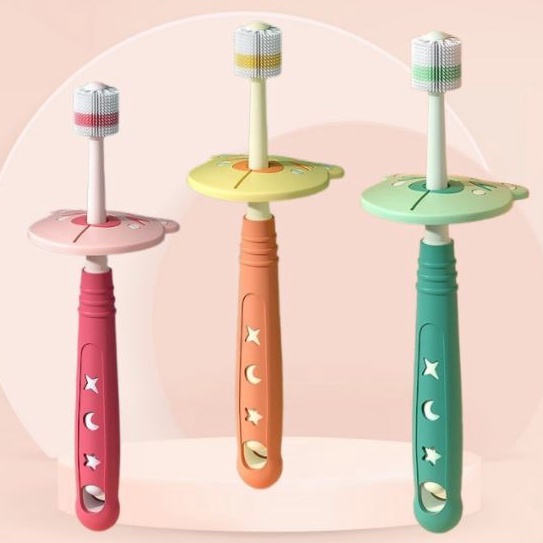 Bàn chải đánh răng xoay 360 STARRY siêu mềm cho bé Bàn chải đánh răng sợi nano cho bé từ 1 tuổi, làm sạch 360 độ