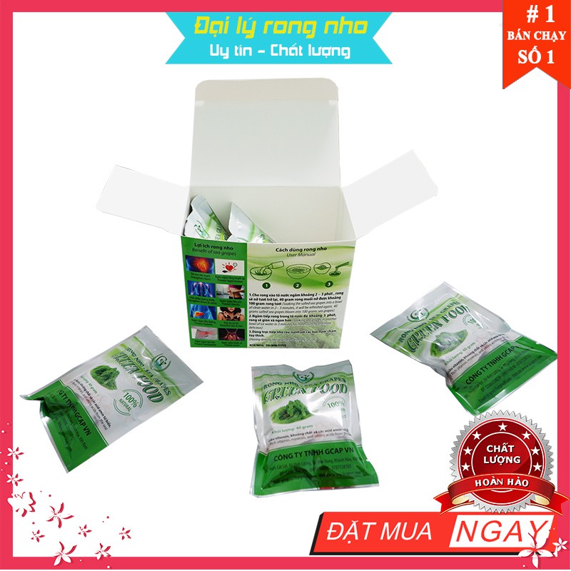 Rong nho 📛 Green Food hộp 200gr 📛 giá rong nho, tác dụng rong nho biển tươi (Tặng kèm nước sốt mè rang ăn kèm rong nho) | BigBuy360 - bigbuy360.vn