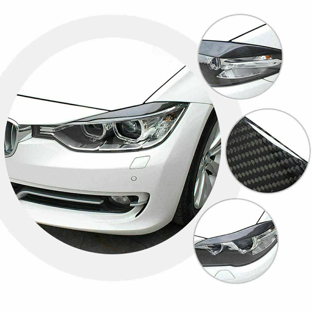 Miếng Dán Viền Đèn Pha / Mí Mắt Tự Động Họa Tiết Sợi Carbon Cho BMW 3 Series F30 F35 2013-2017
