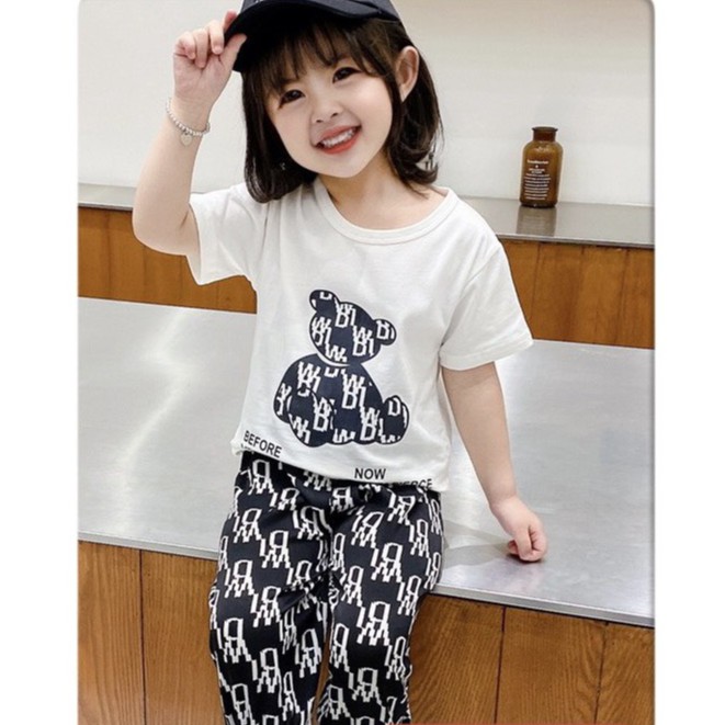 Đồ bộ  bé gái Con Xinh cotton gấu Baby BR  quần dài  set quần áo trẻ em 5 đến 14 tuổi