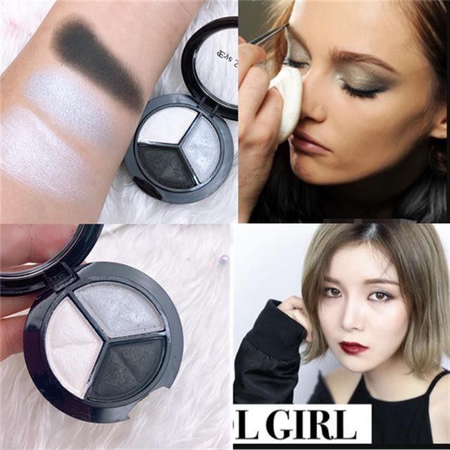 [Hàng mới về] Bảng phấn mắt màu xám / ánh kim lấp lánh trang điểm mắt khói phong cách sàn nhảy latin Âu Mỹ vỏ màu đen