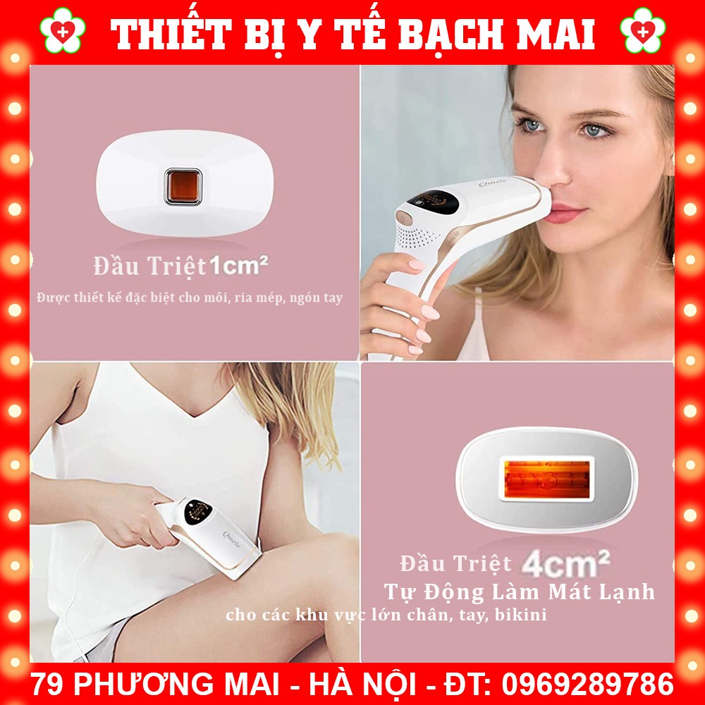 Hàng Có Sẵn❤️ Máy Triệt Lông Vĩnh Viễn Qmele V301-S Sọc Vàng Hồng 500.000 Xung Đồng Bộ 2 Bước Triệt Và Làm Lạnh