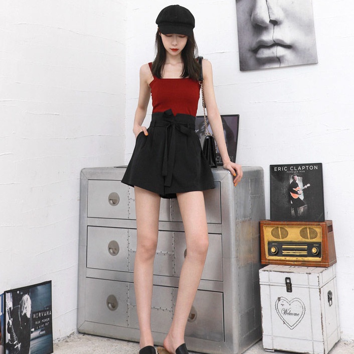 Quần Short Lưng Cao Ống Rộng Thắt Nơ Chất Liệu chiffon Thời Trang Hàn Quốc Mới Cho Nữ quần đùi nữ NZ-DK-23