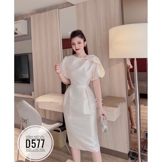 Bigsize Đầm nơ vai D577