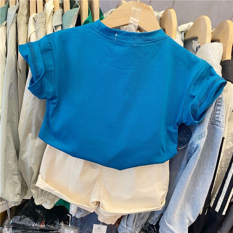 Bộ Áo Thun Ngắn Tay In Hoạt Hình Khủng Long + Quần Short Kiểu Hàn Quốc Thời Trang Mùa Hè Cho Bé Trai