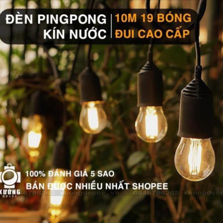 Dây đèn Pingpong chống nước ngoài trời 5m 10 đui, 10m 15 đui, 10m 19 đui kèm Đủ các loại bóng - Bestseller Shopee