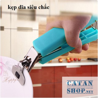 Kẹp inox gắp chén, dĩa chống trượt. Kẹp gắp bát, tô từ lò vi sóng chống nóng tay có mút silicone chống trượt siêu tiện