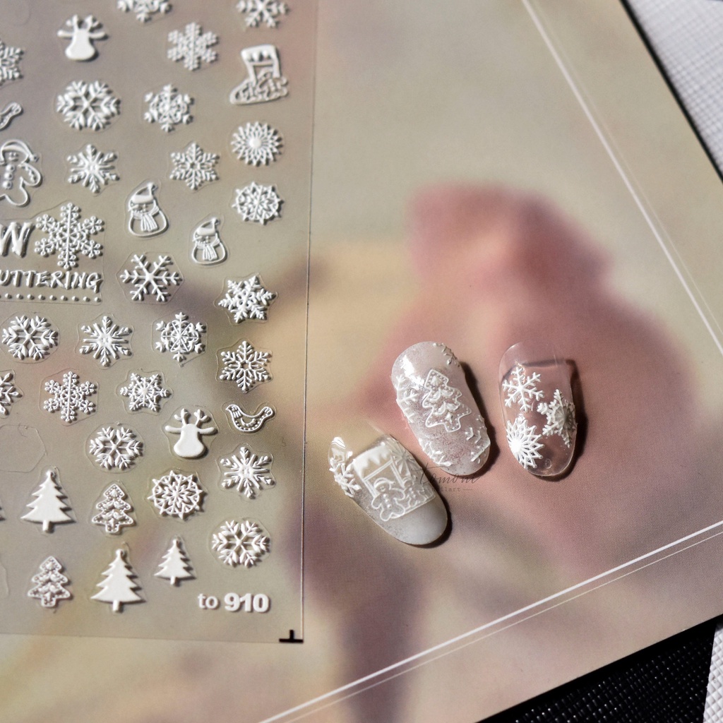 Miếng Dán Trang Trí Móng Tay Hình Bông Tuyết Ba Chiều