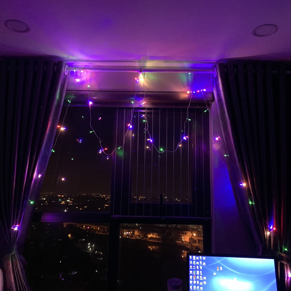 Dây đèn LED chớp nháy màu vàng, nhiều màu 4m - Dây đèn LED nháy xanh trắng tím - chớp - không chớp 4m