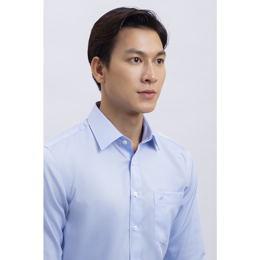 Áo sơ mi nam dài tay Slimfit xanh biển trơn