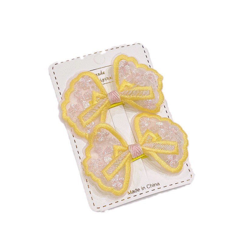 Set 2 Kẹp Tóc Vải Tuyn Hình Nơ Dễ Thương Phong Cách Hàn Quốc Cho Bé Gái