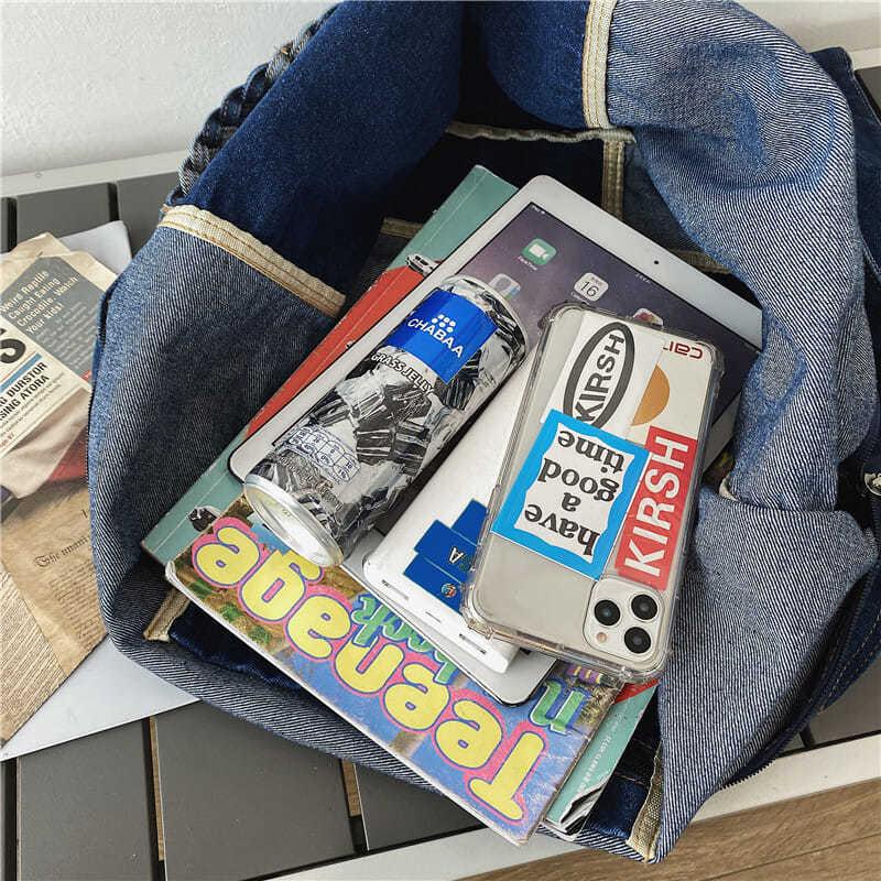 ❃✥Túi xách đeo vai vải Denim cỡ lớn kiểu Retro Nhật bản cá tính