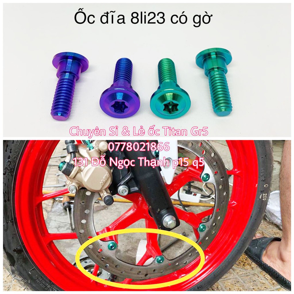 Bộ ốc đĩa 6 con 8li23 có gờ , ốc dĩa trước cho sonic , winner , ốc đĩa Honda