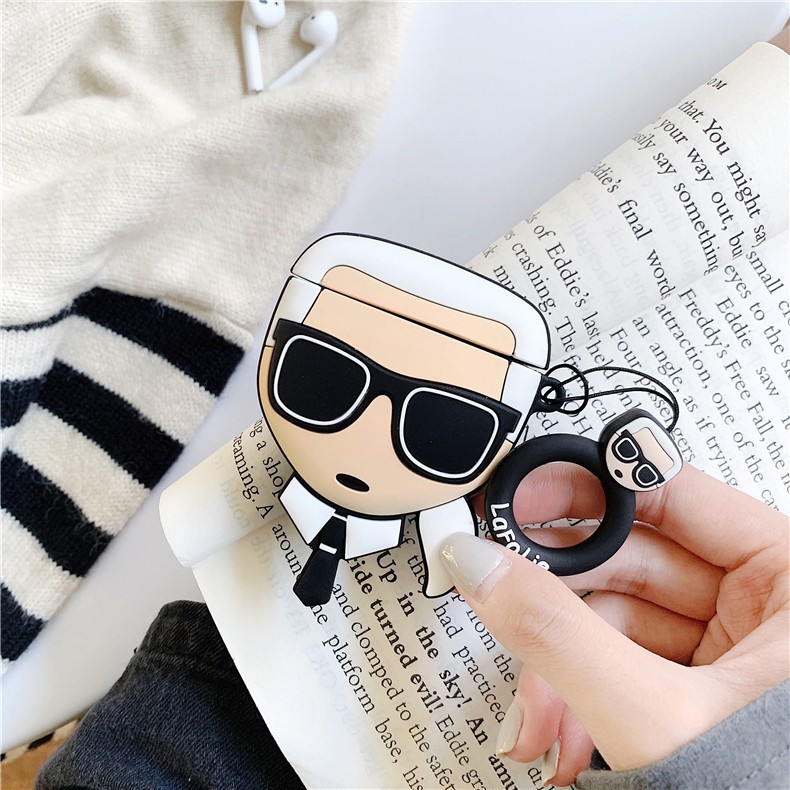 Vỏ silicon hình hoạt hình Lafayette Karl Lagerfeld lafolie sáng tạo cho hộp đựng tai nghe Airpods 1/2