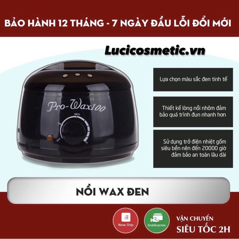 Combo triệt lông sáp wax nóng wax lông, nồi nấu sáp Pro-wax 100 và mỡ trăn nguyên chất 100ml tặng kèm sáp wax lông