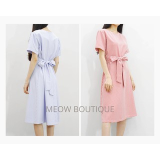 [Hình thật tự chụp] Đầm thắt nơ eo Meow Boutique