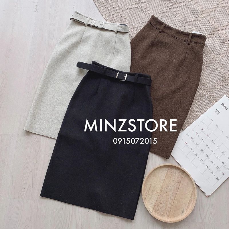 Chân váy dạ kèm đai #683 (3 màu) | BigBuy360 - bigbuy360.vn