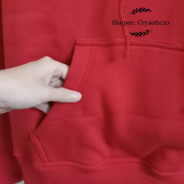 [Kèm hình thật] Hoodie nỉ dày đỏ tươi red basic hoodie unisex | BigBuy360 - bigbuy360.vn