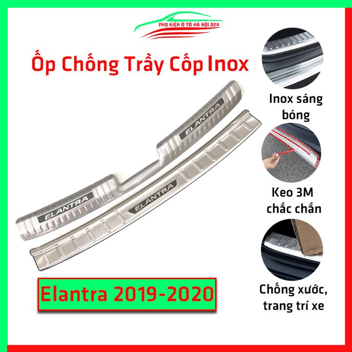 Ốp chống trầy cốp Huyndai Elantra 2019-2020 inox sáng bóng