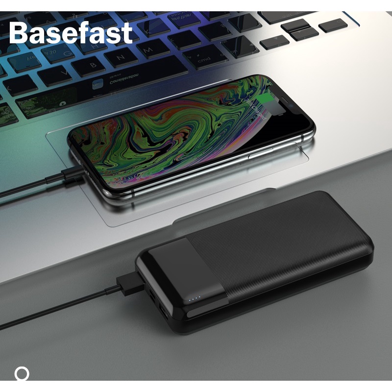 Sạc dự phòng 20000mAh Basefast - 2 cổng USB sạc nhanh Vỏ chống cháy bảo hành 12 tháng