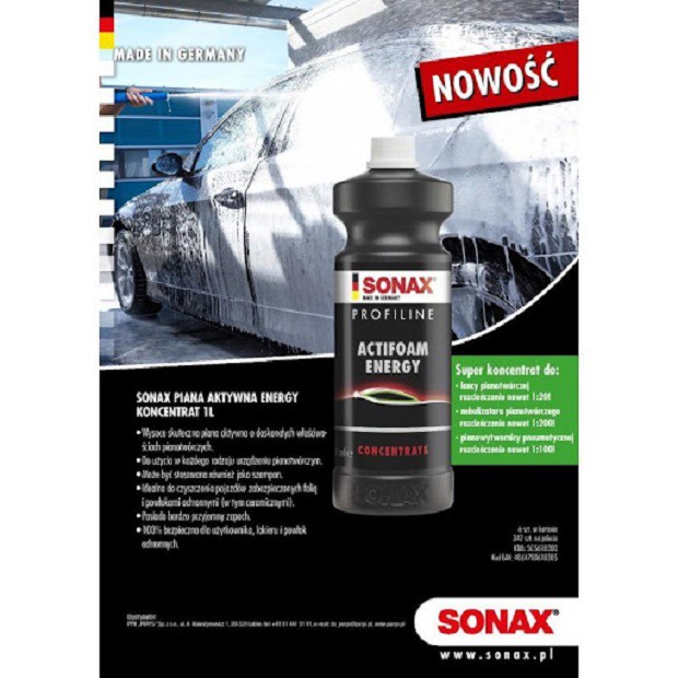 Nước Rửa Xe Bọt Tuyết SONAX 618300 PROFILINE ActiFoam Energy không gây hại cho bề mặt sơn của xe.GOODYSHOP