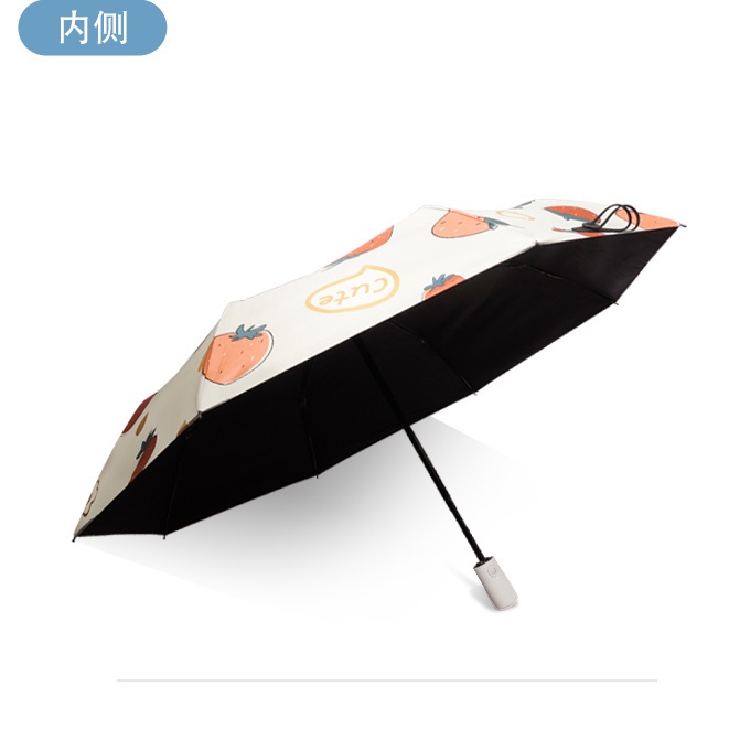 Dù Gấp Tự Động Chống Tia UV Họa Tiết Dâu Tây Dễ Thương