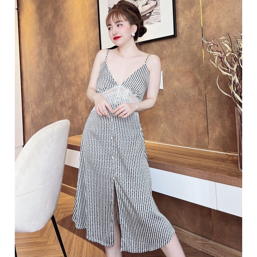 Váy Ngủ Nữ SOJUN Vải Latin Kết Nút Có Mút 43-60Kg