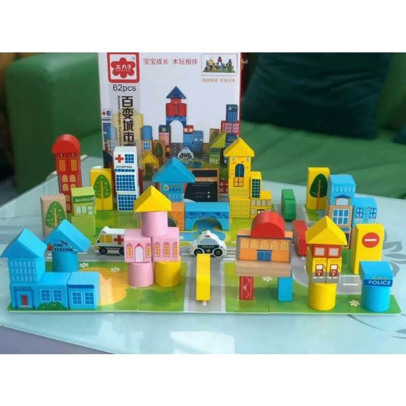 Bộ đồ chơi gỗ thành phố