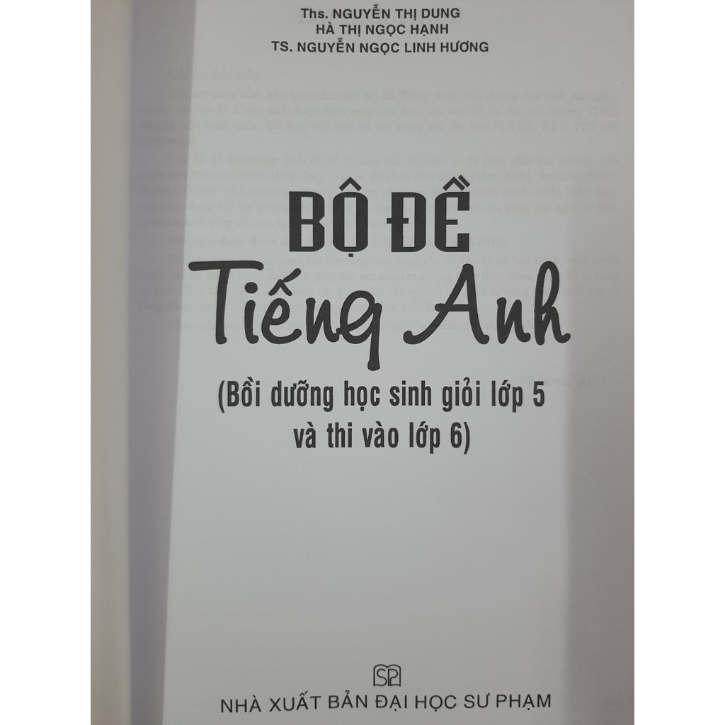 Sách - Bộ đề Tiếng Anh (Bồi dưỡng học sinh giỏi lớp 5 và thi vào lớp 6)