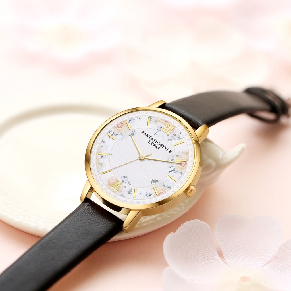 Đồng Hồ Thời Trang Nữ Dây Da Thiết Kế Đơn Giản