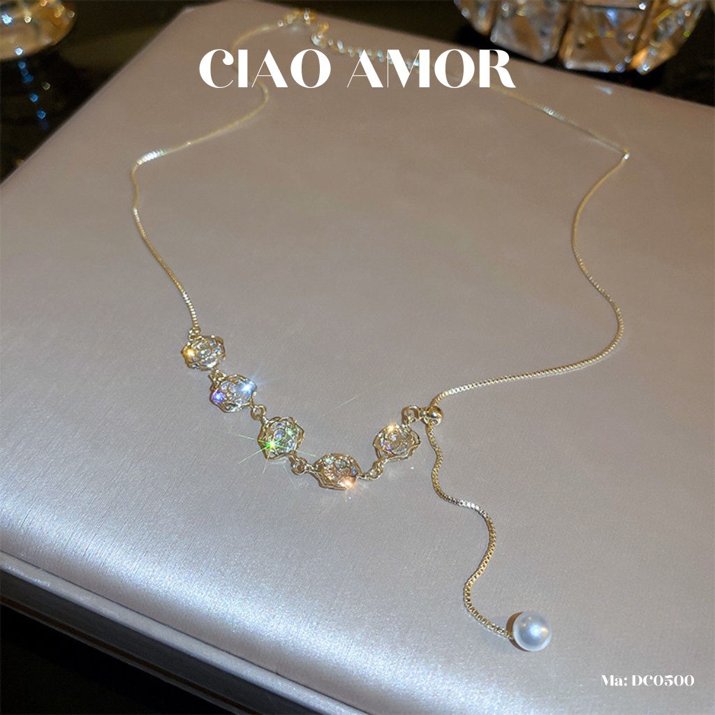 Vòng cổ Choker nữ dây đính hoa hạt thanh lịch sang trọng dự tiệc Trang sức Ciao Amor - DC0500