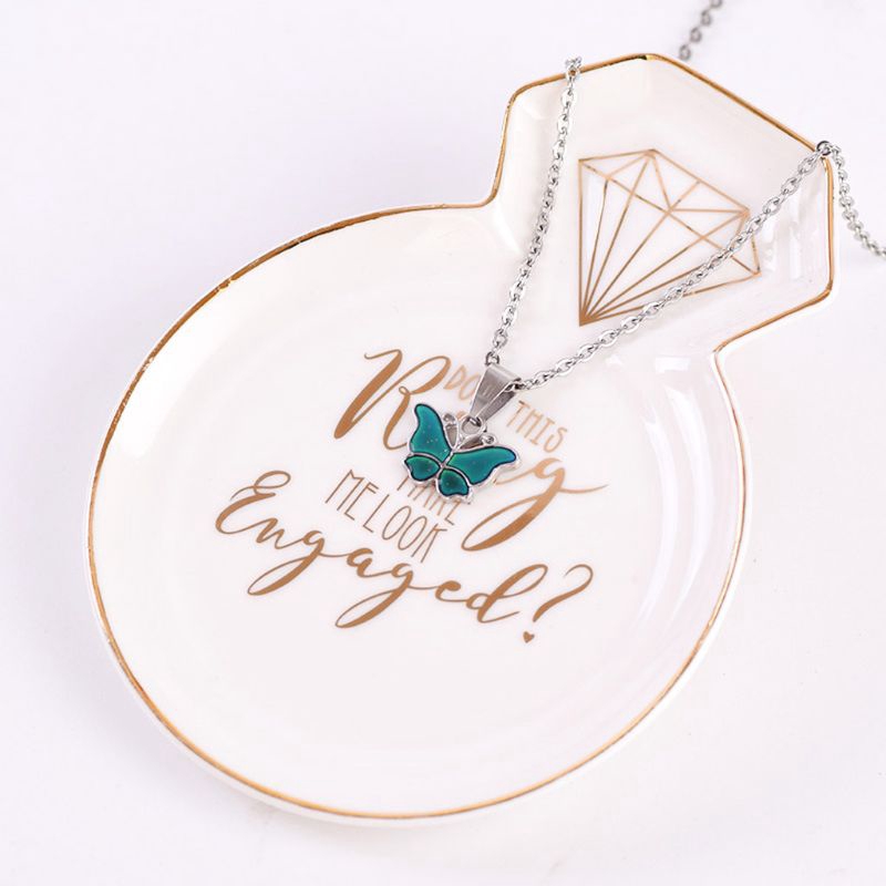 Vòng cổ mặt hình bướm đính đá đổi màu theo tâm trạng độc đáo thời trang