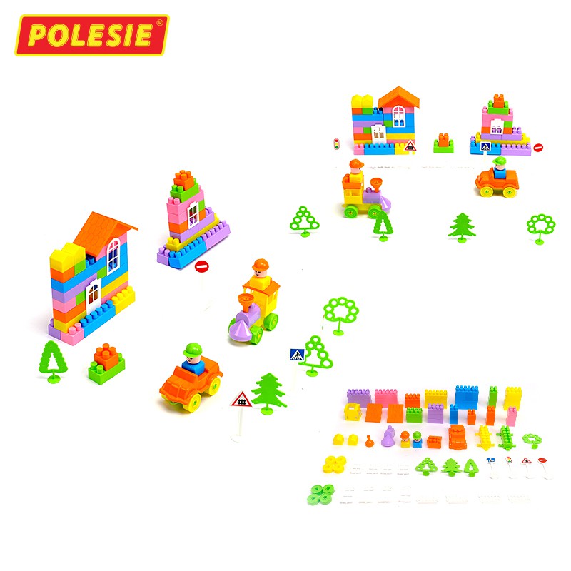 Bộ đồ chơi lắp ghép xây dựng kèm xô Maxi 84 chi tiết – Polesie Toys