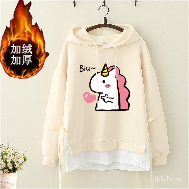 Áo hoodie giả 12 lớp tay dài thời trang thu đông cho nữ sinh trung học 13-15 tuổi
