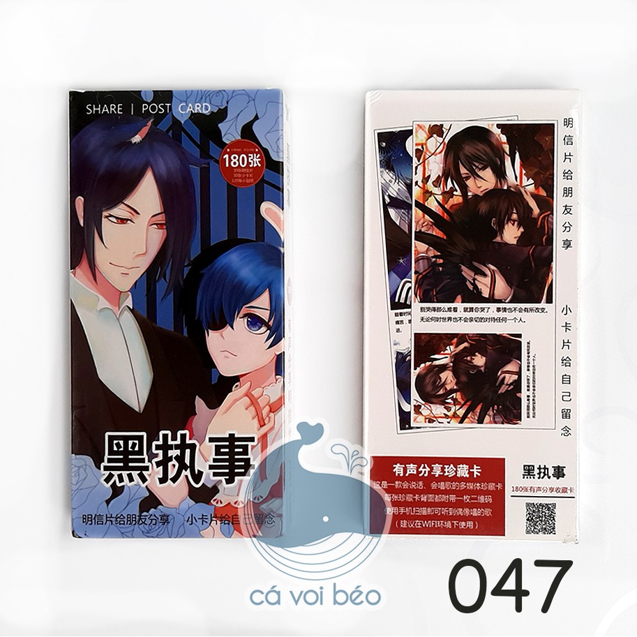 [Hộp 30-180 tấm] Postcard Bưu thiếp Hắc quản gia Ciel Sebastian  bưu thiếp manga anime postcard manga postcard anime