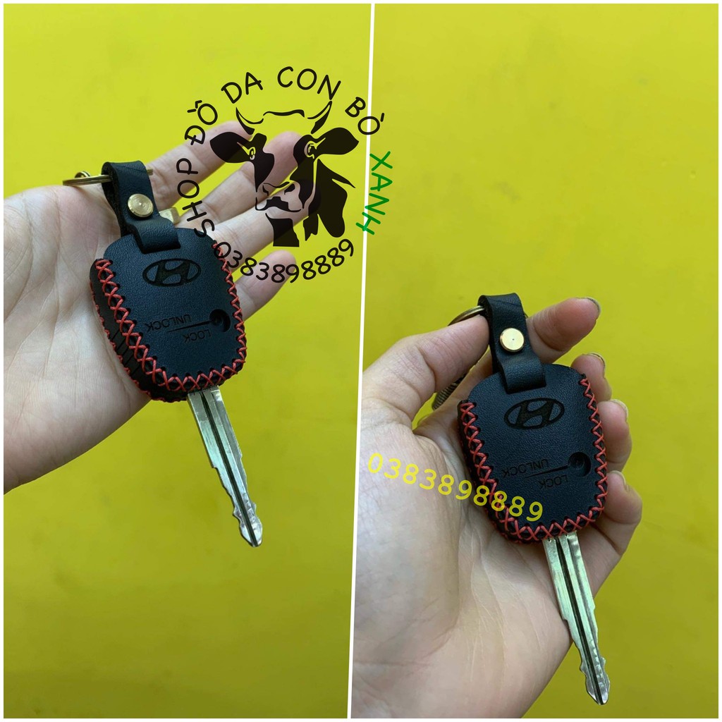 [Mã LIFEAUMAY giảm 10% tối đa 30k đơn 150k] bao da chìa khoá Hyundai Getz, Click, Starex, Verna handmade da thật 001