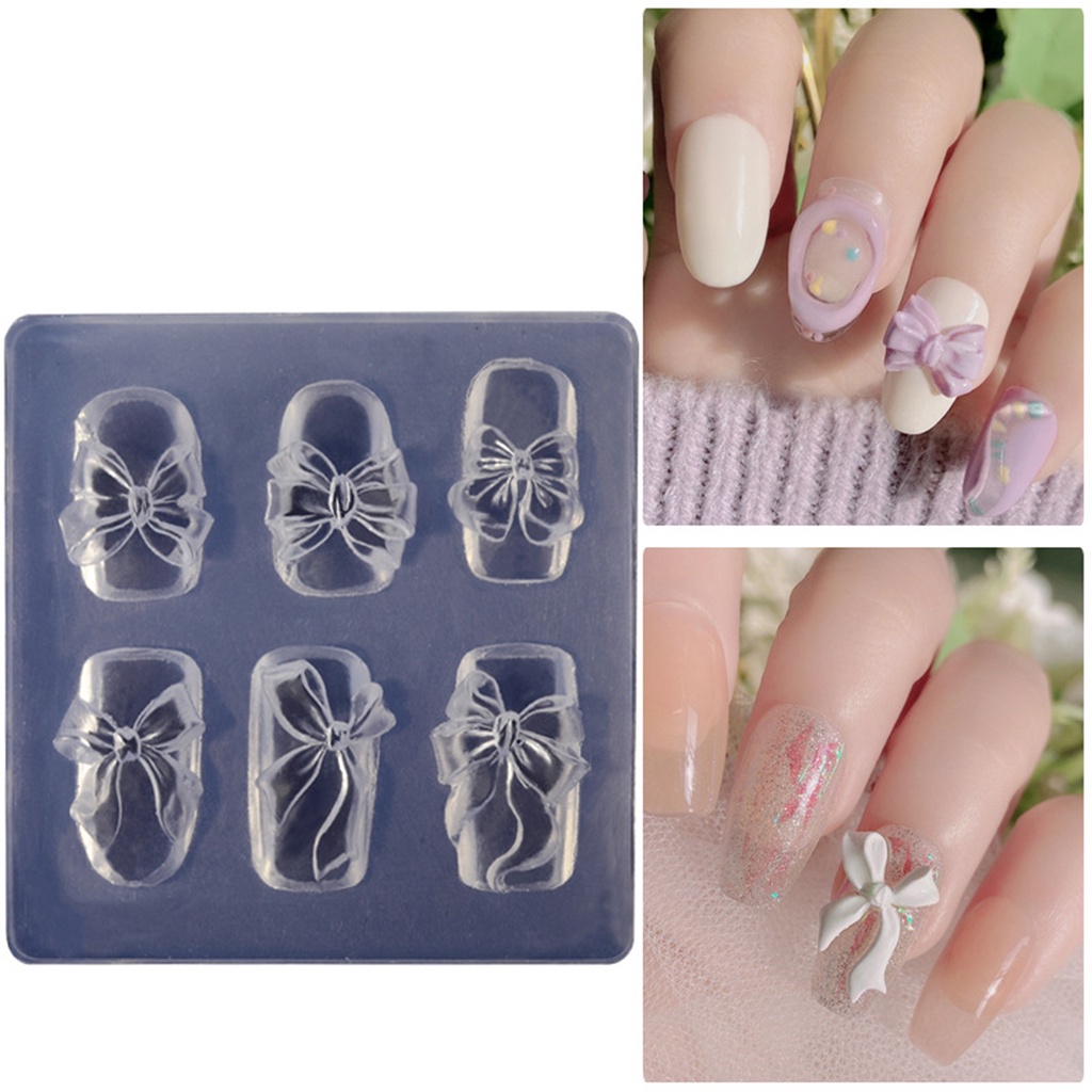 [Hàng mới về] Khuôn Làm Móng Tay Hình Nơ 3D An Toàn Tinh Tế Cho Salon