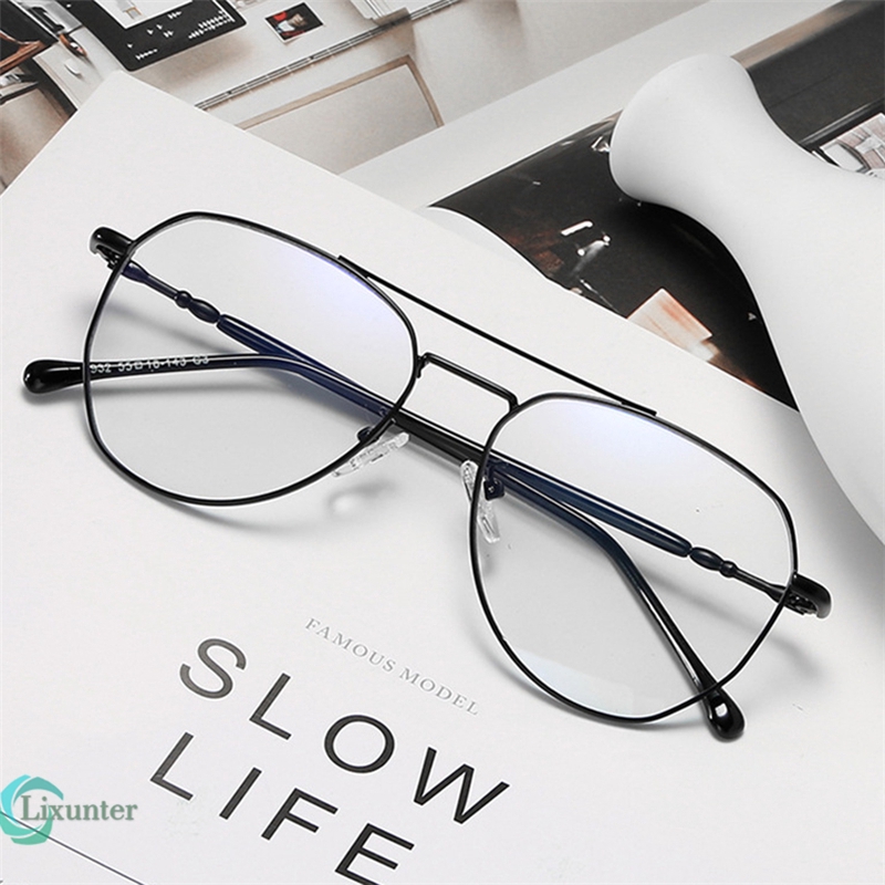 Địa chỉ bán Double Beam Polygon Round Frame Glasses Antiblue Fashion
