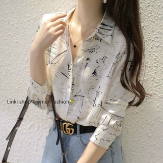 Áo Sơmi Dài Tay In Họa Tiết Thời Trang Xinh Xắn Cho Nữ