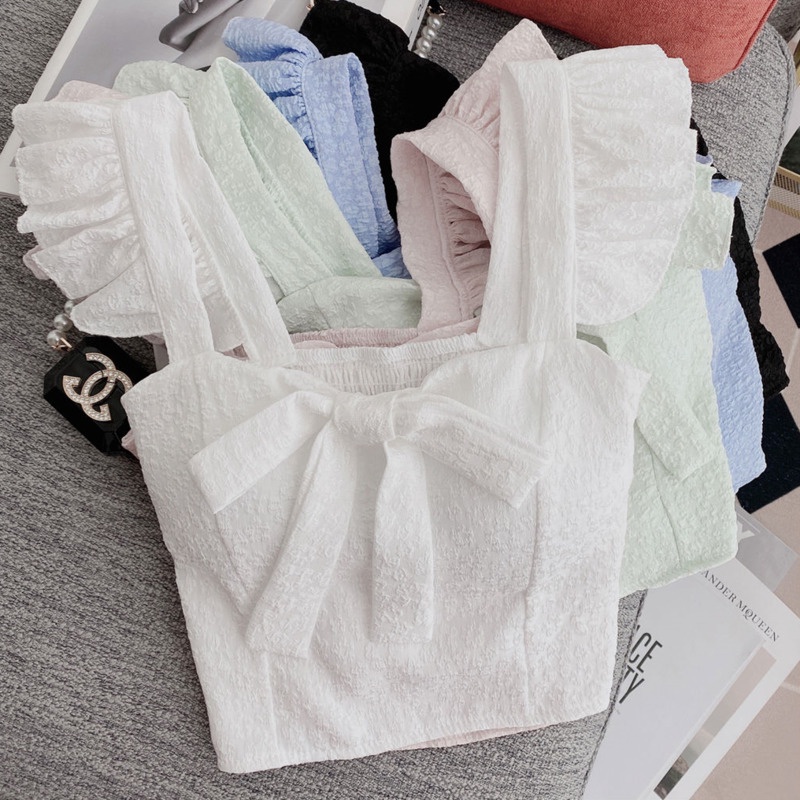 Áo Không Tay Phối Bèo Màu Trơn Thời Trang Mùa Hè Dành Cho Nữ