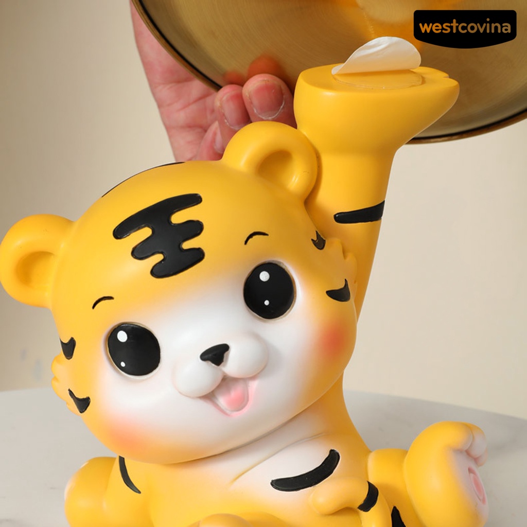 1 bộ tượng điêu khắc để bàn hình chú hổ dễ thương trang trí văn phòng