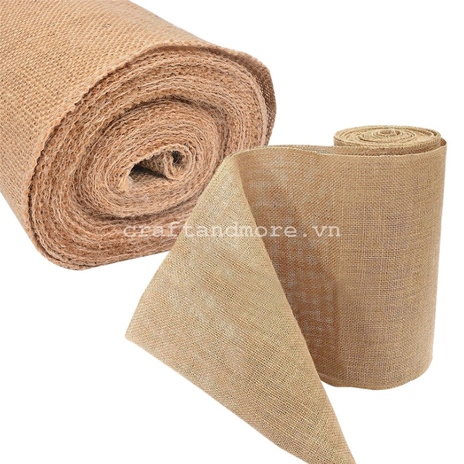 Vải bao bố đay thô nâu dày vintage decor
