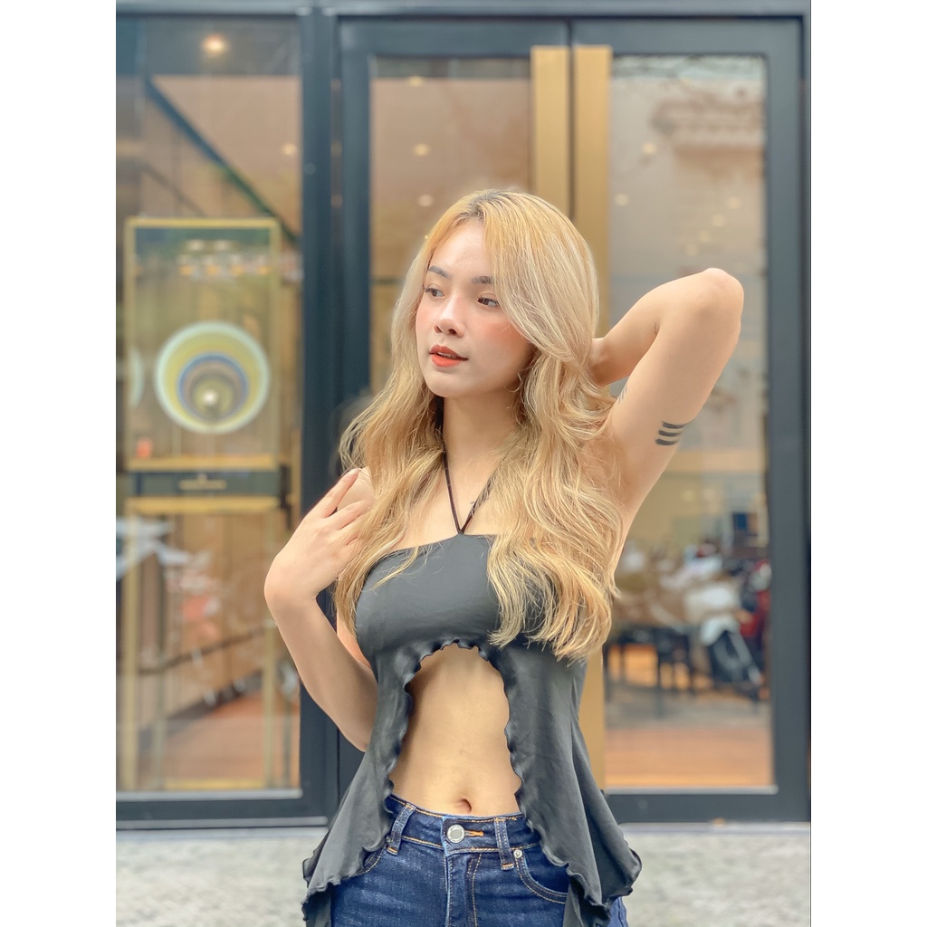 Áo croptop yếm hai dây vạt dài HAC112 Hỉn Hỉn Store