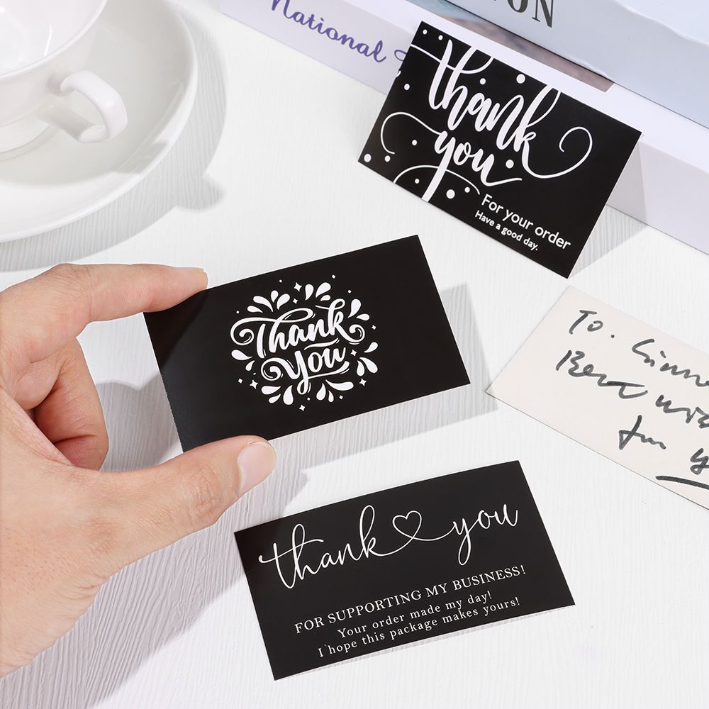 Set 30 Thẻ Giấy Trắng In Chữ Thank You Trang Trí Gói Quà 2.1x3.5 Inch Diy