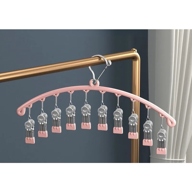 Giá Đỡ 10 Kẹp Phơi Quần Áo Chống Gió Bằng Thép Không Gỉ