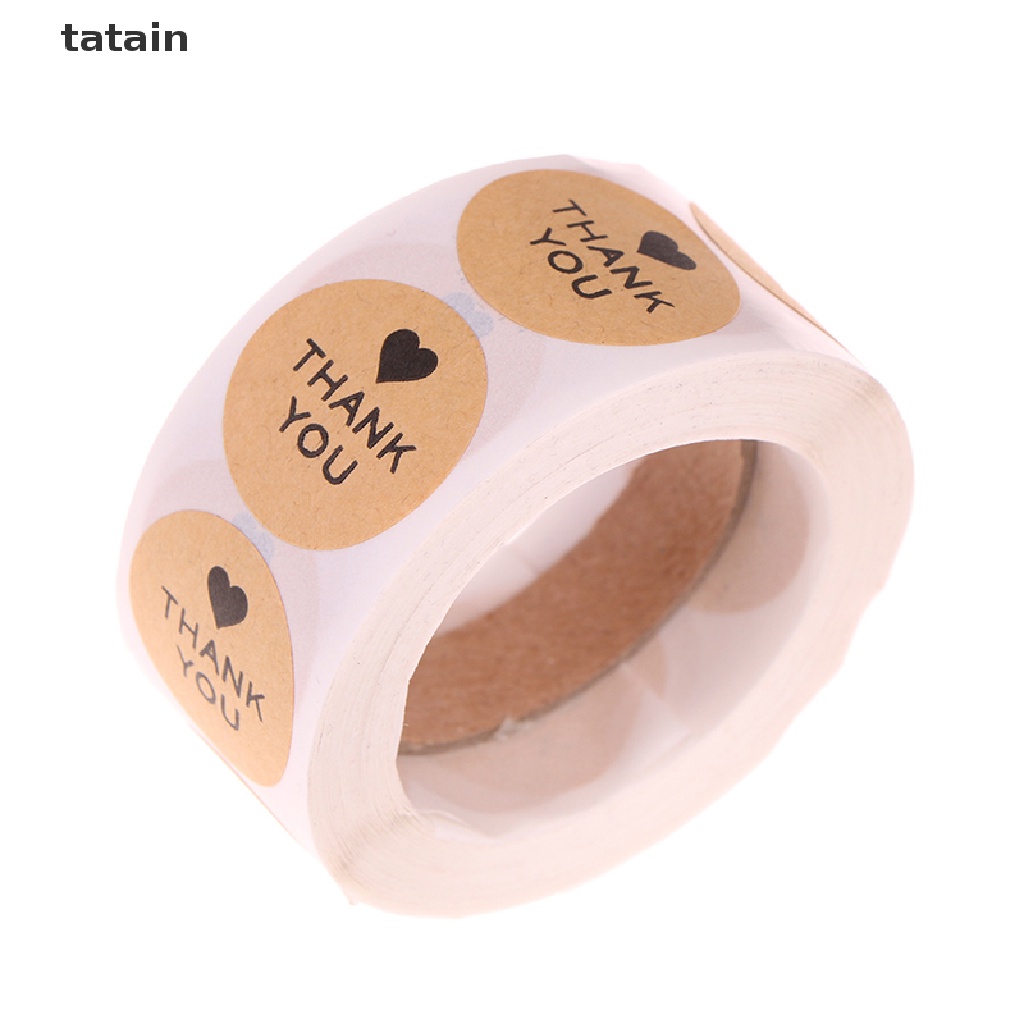 Set 500 nhãn dán họa tiết chữ thank you và trái tim để trang trí sổ tay thủ công CVX